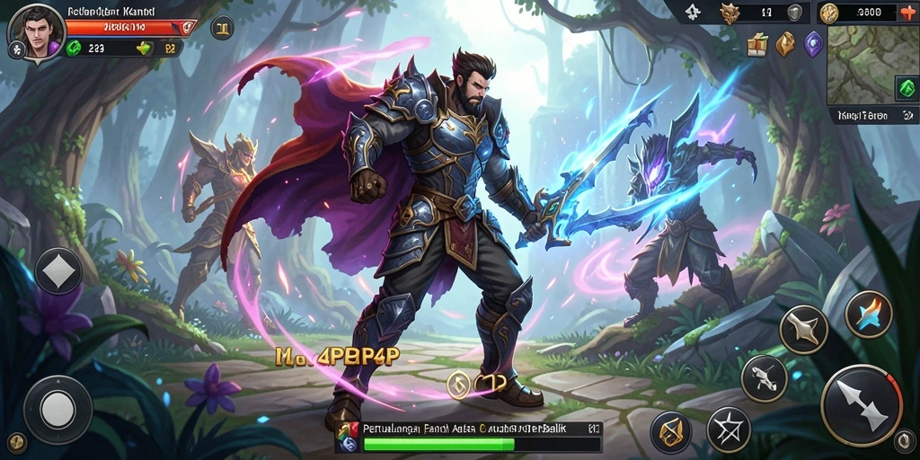 Tangkapan layar utama gameplay ARPG dari 4P4P yang menarik.