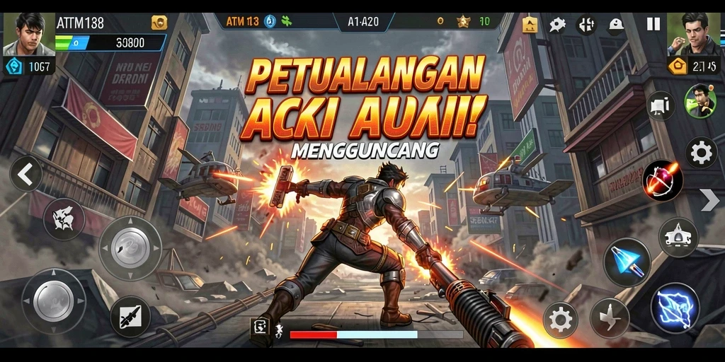 Screenshot menunjukkan pertarungan mendebarkan dalam gameplay ATM138.