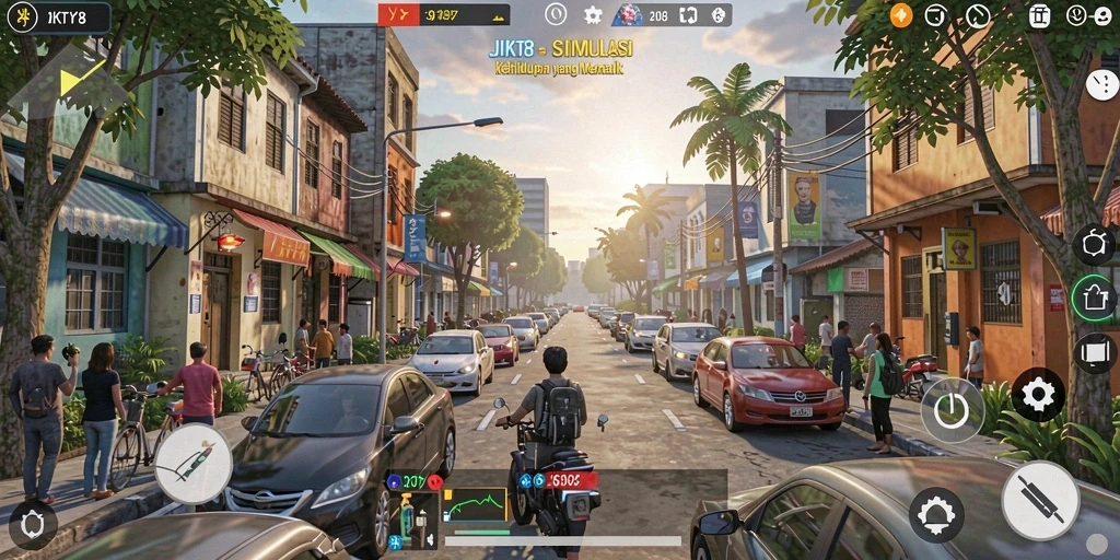 Tampilan menarik dari gameplay JKT8 yang realistis.