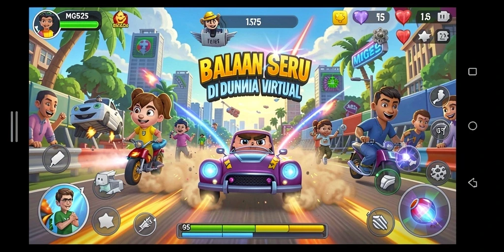 Tampilan gameplay MG525 yang mendebarkan dalam balapan seru.