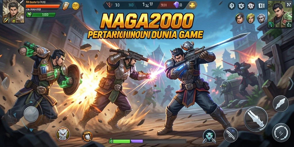 Screenshot NAGA2000 menampilkan aksi pertarungan yang intens dan grafis yang menawan.