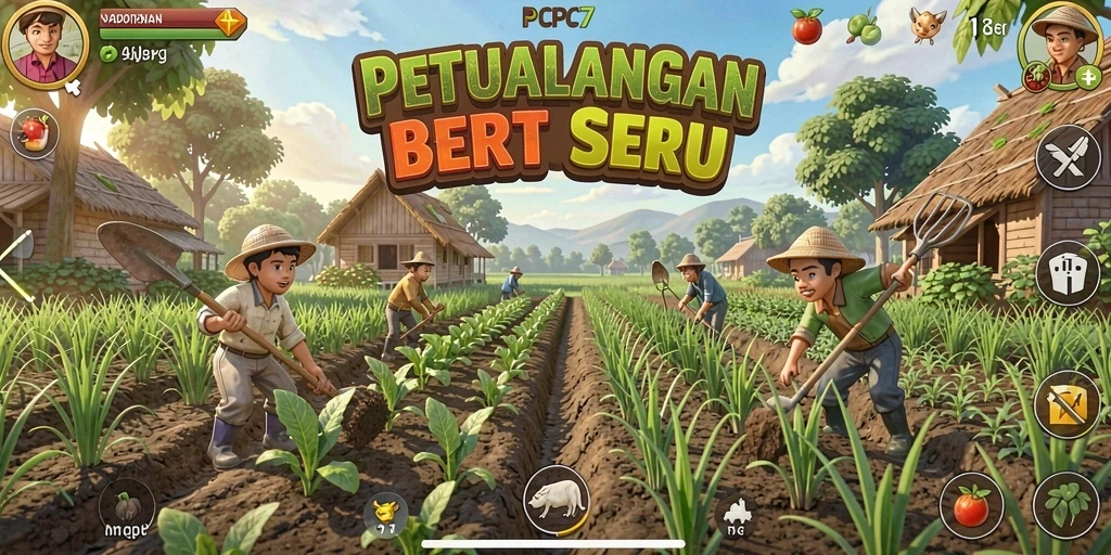 Screenshot PCPC7 menampilkan aktivitas pertanian yang seru dan menyenangkan.
