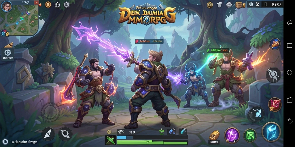 Screenshot PT707 menampilkan aksi pertarungan mendalam di dunia fantasi.